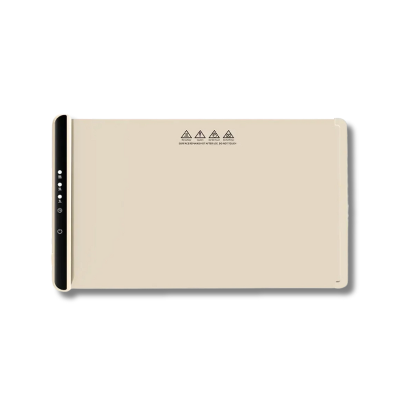 beige food warming mat on a white background