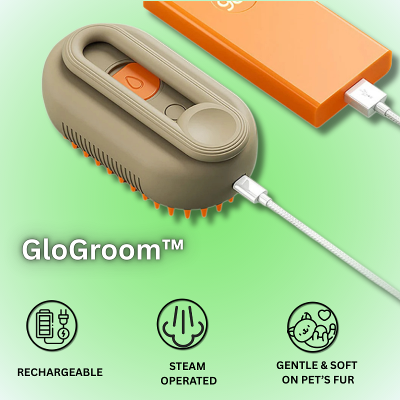 GloGroom - Steam Pet Grooming Brush.